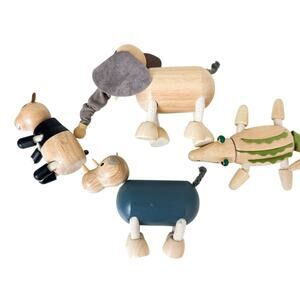 Anamalz Wooden Posable Farm Zoo Animals Montessori Lot of 4 Crocodile Elephant